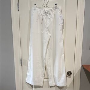 Athleta White Drawstring Wide-Leg Pants